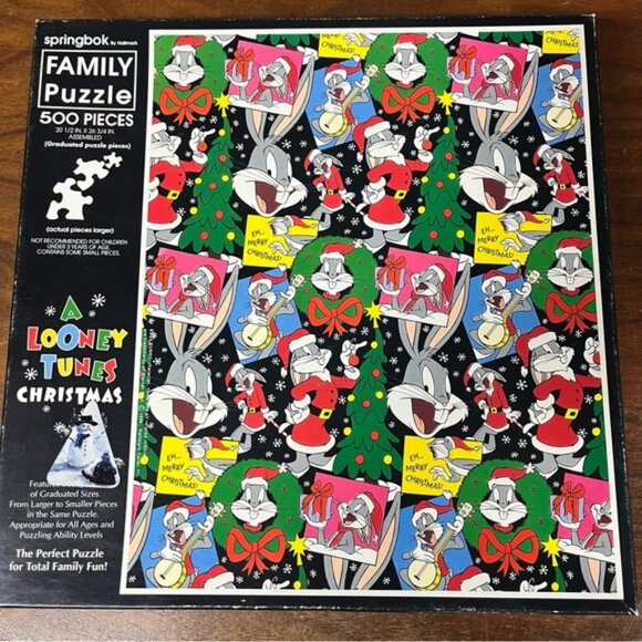 Vintage Springbok "A Looney Tunes Christmas" Bugs Bunny Jigsaw Puzzle 500 Pieces - Picture 1 of 6